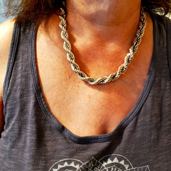 Vintage 925 Sterling Silver Rope Necklace - Picture 1 of 6